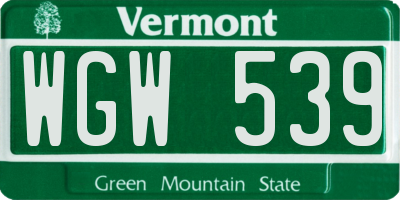 VT license plate WGW539