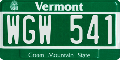 VT license plate WGW541