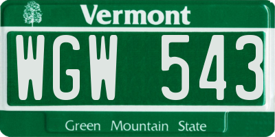 VT license plate WGW543