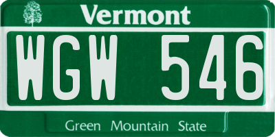 VT license plate WGW546