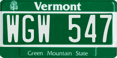 VT license plate WGW547