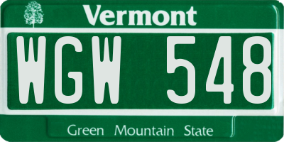 VT license plate WGW548