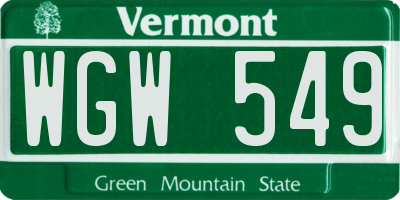 VT license plate WGW549
