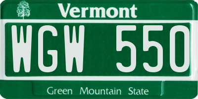 VT license plate WGW550