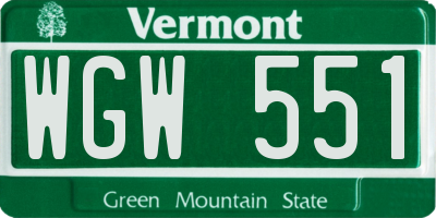 VT license plate WGW551