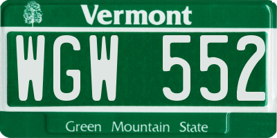VT license plate WGW552