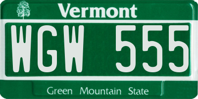 VT license plate WGW555
