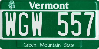 VT license plate WGW557