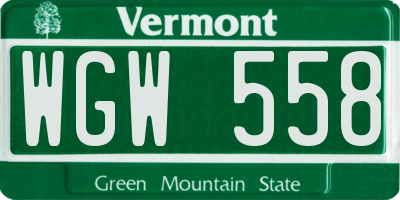 VT license plate WGW558