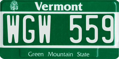 VT license plate WGW559