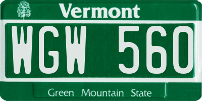 VT license plate WGW560
