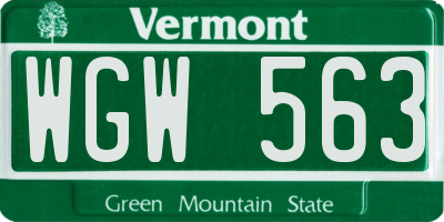 VT license plate WGW563