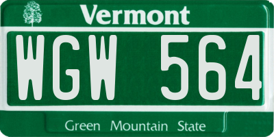 VT license plate WGW564