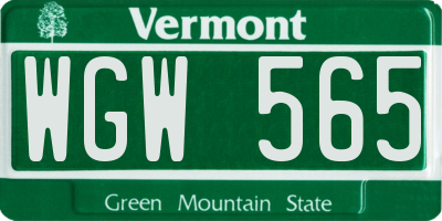 VT license plate WGW565