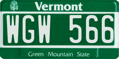 VT license plate WGW566