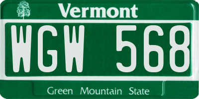 VT license plate WGW568