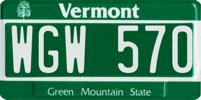 VT license plate WGW570