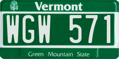 VT license plate WGW571