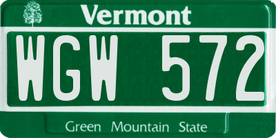 VT license plate WGW572