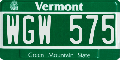 VT license plate WGW575