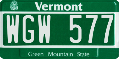 VT license plate WGW577
