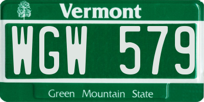 VT license plate WGW579