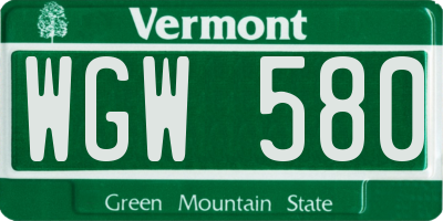 VT license plate WGW580