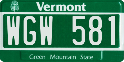 VT license plate WGW581