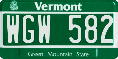 VT license plate WGW582
