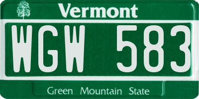 VT license plate WGW583