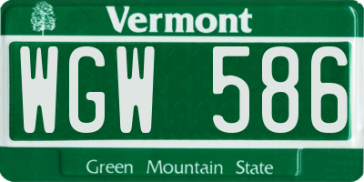 VT license plate WGW586