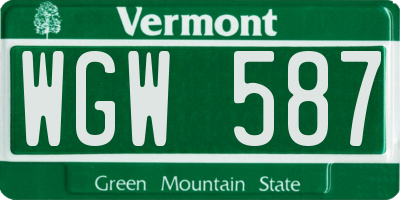 VT license plate WGW587