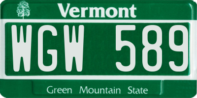 VT license plate WGW589