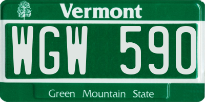 VT license plate WGW590