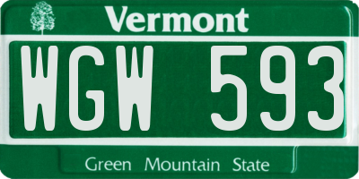 VT license plate WGW593
