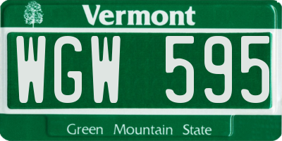 VT license plate WGW595