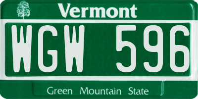VT license plate WGW596