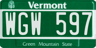 VT license plate WGW597