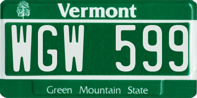 VT license plate WGW599
