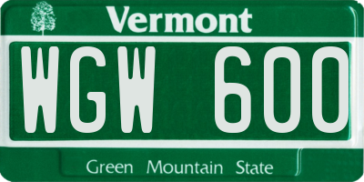 VT license plate WGW600