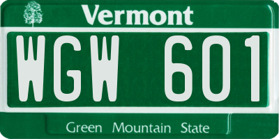 VT license plate WGW601