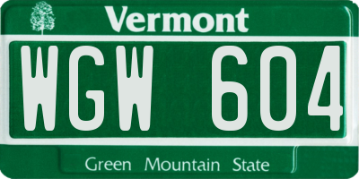 VT license plate WGW604