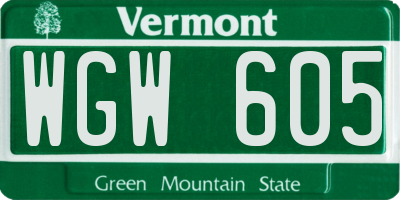VT license plate WGW605
