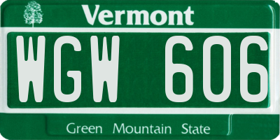 VT license plate WGW606