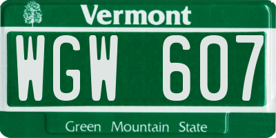 VT license plate WGW607