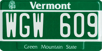 VT license plate WGW609