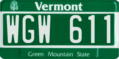 VT license plate WGW611