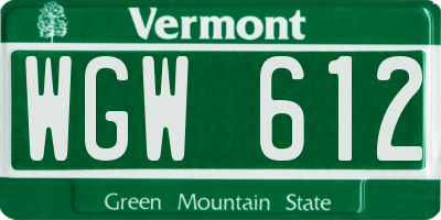 VT license plate WGW612