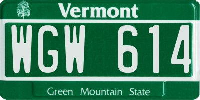 VT license plate WGW614