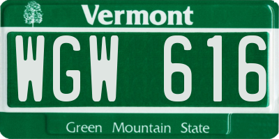 VT license plate WGW616